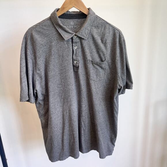 Free Fly Polo Shirt‎ Mens 2XL Gray Bamboo Flex Performance - Picture 1 of 7
